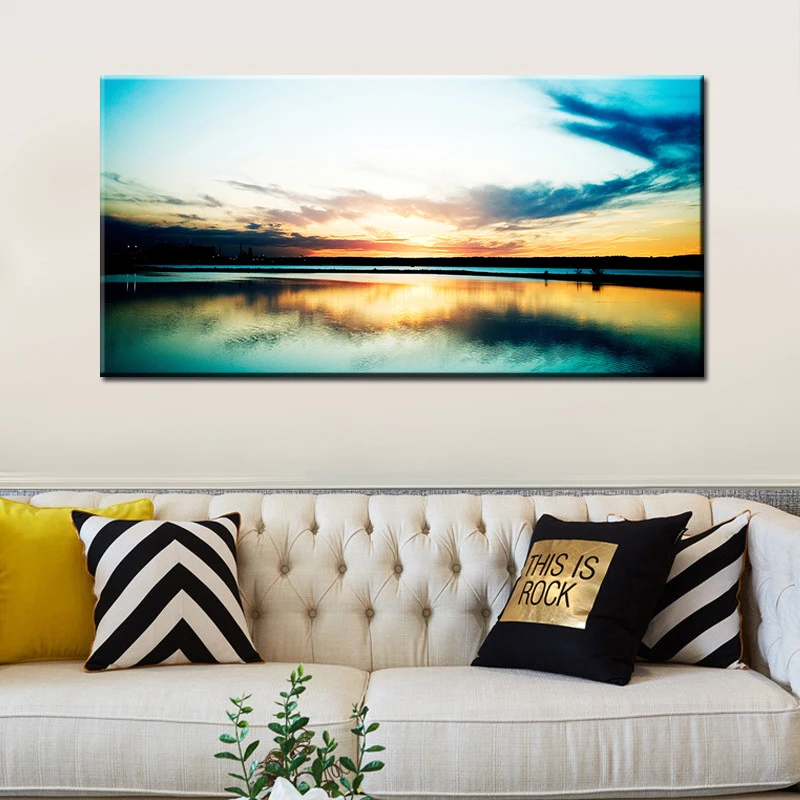 

60x120cm-Sunset Natural Sea Lake Bird Landscape Canvas Painting Posters and Prints Scandinavian Wall Art Picture for Living Room