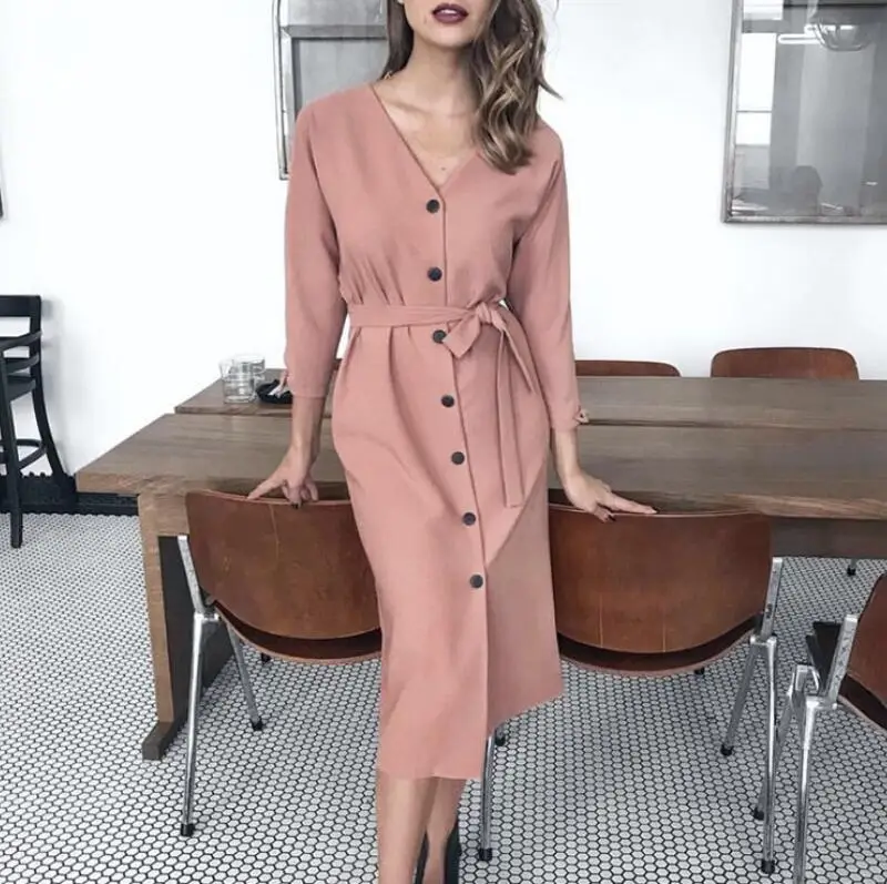 Женское винтажное платье трапециевидной формы с поясом на пуговицах спереди и