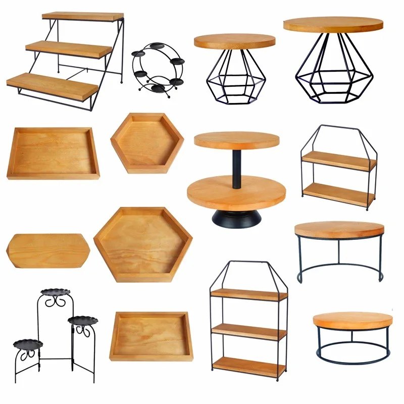 Деревянные свадебные подставки для торта тарелки кексов Железный набор тарелка