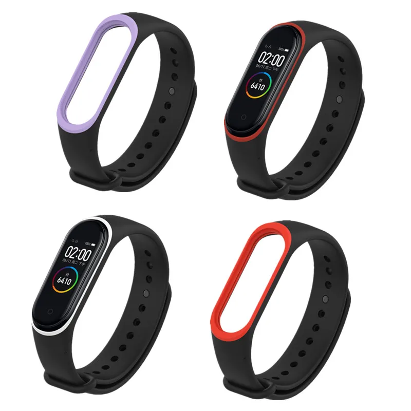 Ремешок силиконовый для Mi Band 3 двухцветный смарт браслет mi band 4 аксессуары Xiaomi
