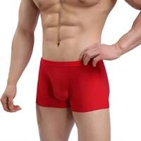 selling seamless u convex s mens pants one piece of ice silk flat foot boxer shorts transparent men s sexy underwear pure color