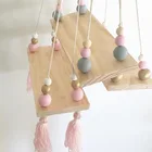 Настенные подвесные украшения, подвеска с кисточками и бусинами, деревянная доска, полка для хранения, реквизит для фото, украшение для детской комнаты, дома, спальни