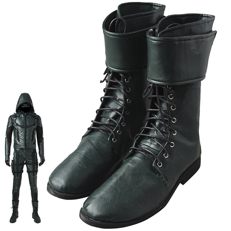 

Arrow Season 5 Cosplay Costume Superhero Oliver Queen Green Cool Boots For Men Fancy Halloween Carnival Shoes Accessories