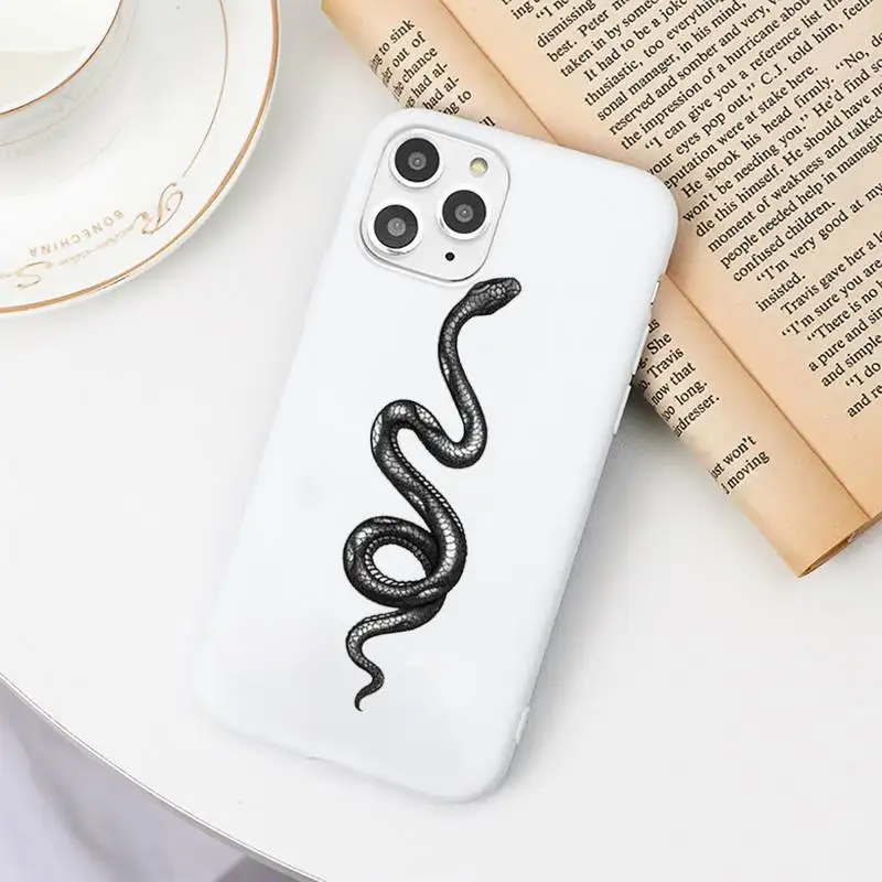 

animal black snake Terrible horror Phone Case Candy Color White for iPhone 11 pro XS MAX 8 7 6 6S Plus X 5S SE 2020 XR