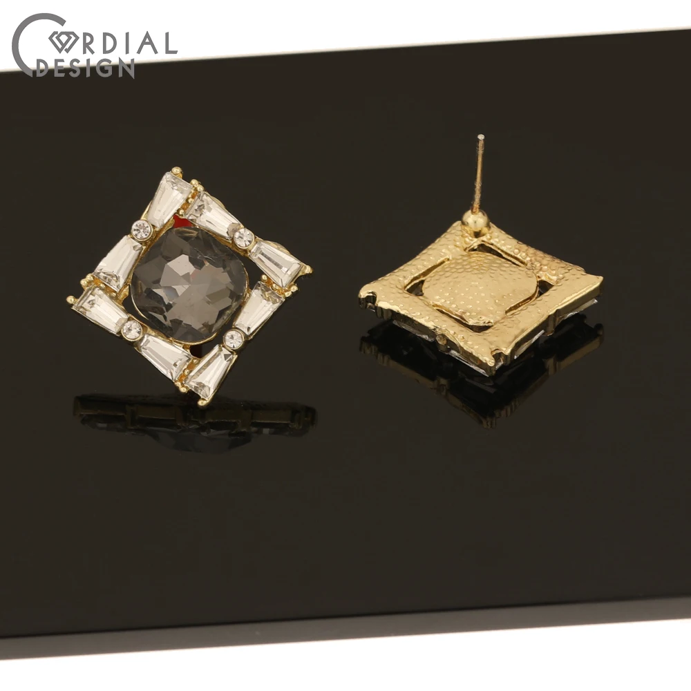 

Cordial Design 50Pcs 23*24MM Jewelry Accessories/Earring Findings/DIY Making/Hand Made/Square Shape/Rhinestone Earrings Stud