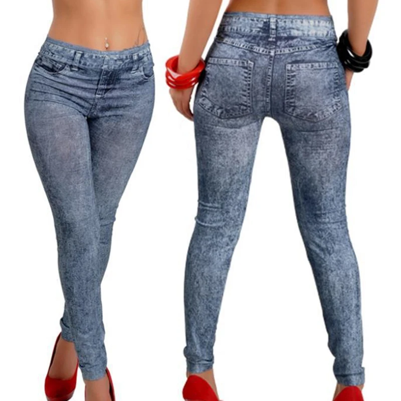 

New Sexy Womens Denim Snowflake Skinny Stretch Pants Fashion Soft Tights Leggings Black and Blue Woman jeans