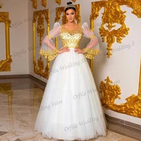 traditional kosovo caftan evening dresses 2021 handmade beads long sleeves gold applique vestidos formales prom dress