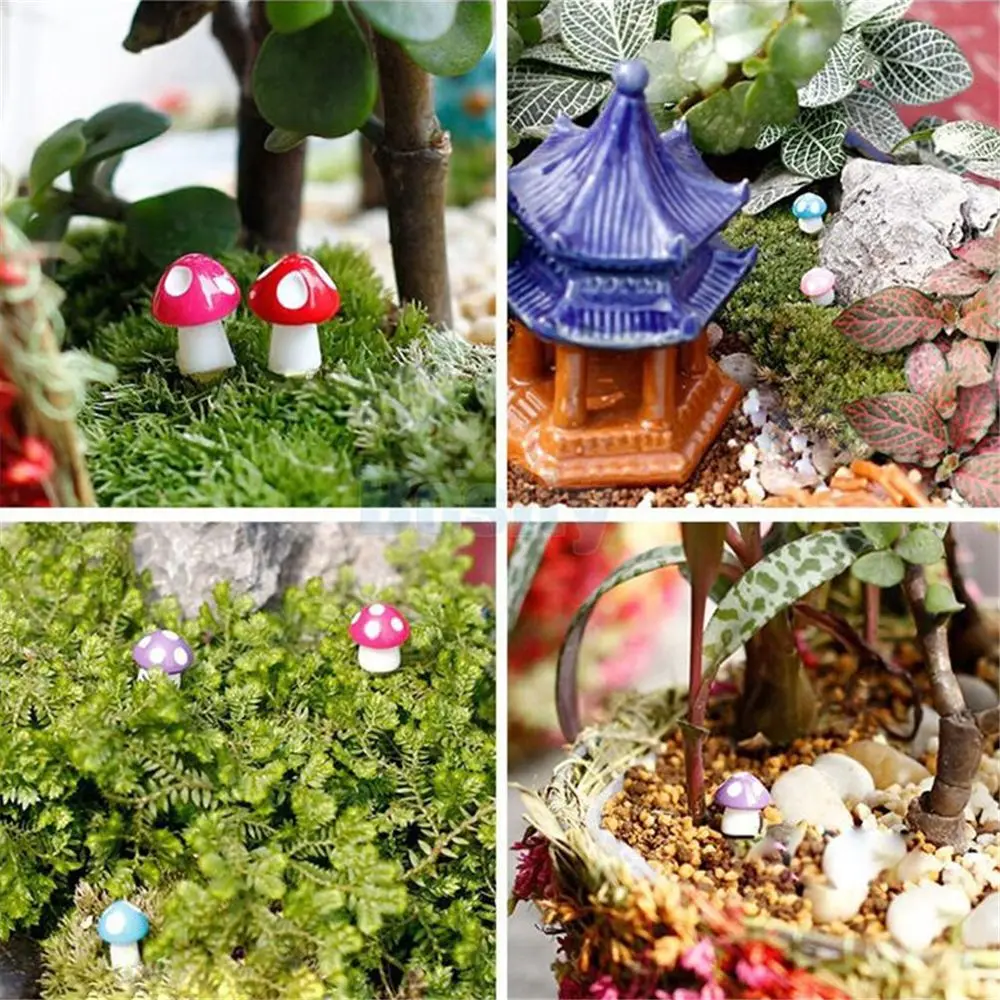 

20pcs/lot Artificial Mini Mushrooms Micro Small World Landscaping Decoration Diy Accessories Plastic Craft Color Random