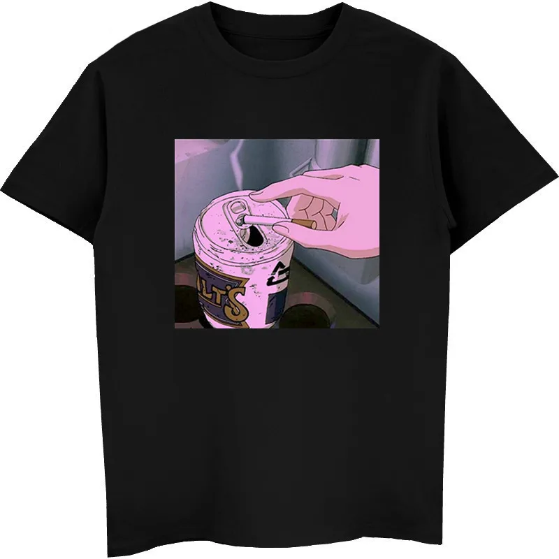 Sad аниме Vaporwave футболка Эстетическая Япония Otaku Футболка мужская повседневная 100%
