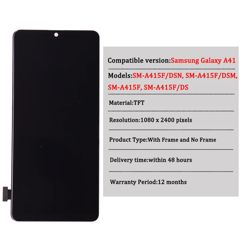 Дисплей для Samsung Galaxy A41 A415 ЖК-дисплей с сенсорным экраном и дигитайзером в сборе