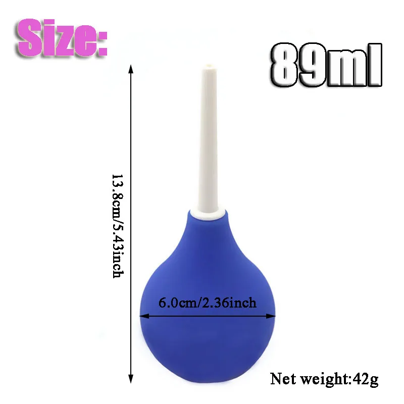 Enema Rectal Shower Cleaning System Silicone Gel Blue Ball for Anal Anus Colon 89ml Pear Shaped Sex Product |