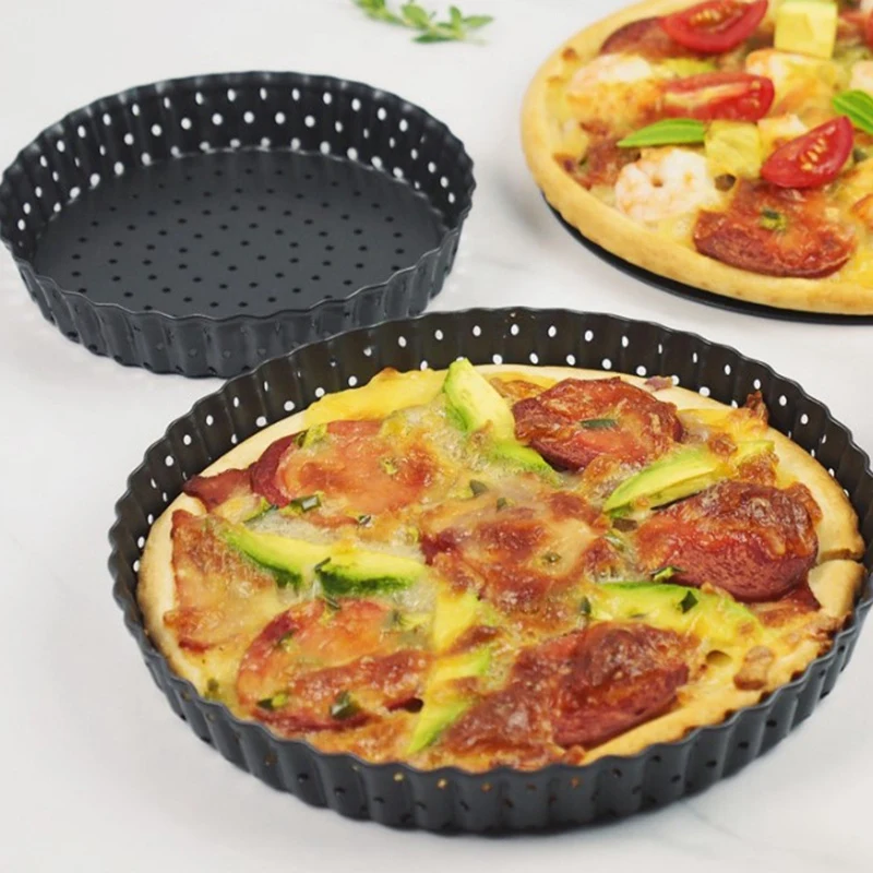 

Metal Non-Stick Perforated Pizza Pans Pie Pan Quiche Pan with Removable Bottom