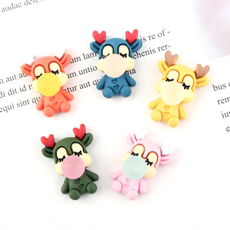 

Deer baby Kawaii Cartoon Bubble Deer Resin Flatback Cabochon Craft For Scrapbooking Diy Hair Phone Accessories