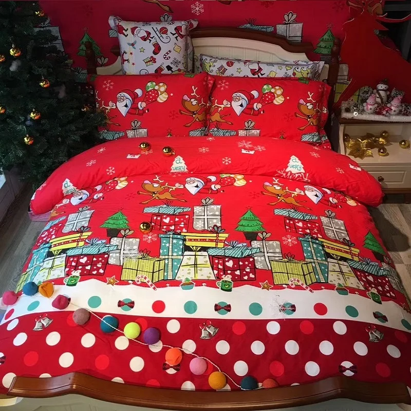 Высокое качество 100% хлопок красный Рождество утолщаются шлифования печати