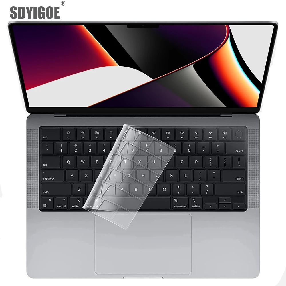 Чехол для клавиатуры из ТПУ для нового MacBook Pro 14 дюймов 2021 M1 A2442/ MacBook Pro 16 дюймов 2021 M1 Max A2485 0,03 см ультратонкий прозрачный - изображение
