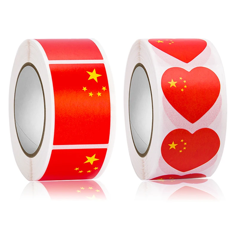 500pcs National Day China Flag Face Stickers Five-star Red Flag Small Love Self-Adhesive Sticker
