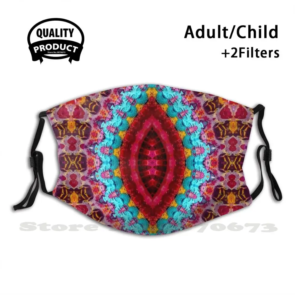 

Paint Mist With A Geometric Kaleidoscopic Design Anti Dust Face Mask Washable Filter Reusable Abstract Pattern Geometric Glow