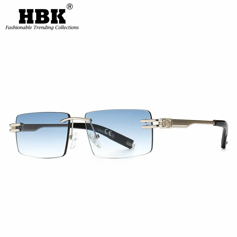 

Солнцезащитные очки мужские и женские HBK, прямоугольные Квадратные Солнцезащитные очки без оправы, металлическая оправа, градиентные линзы...