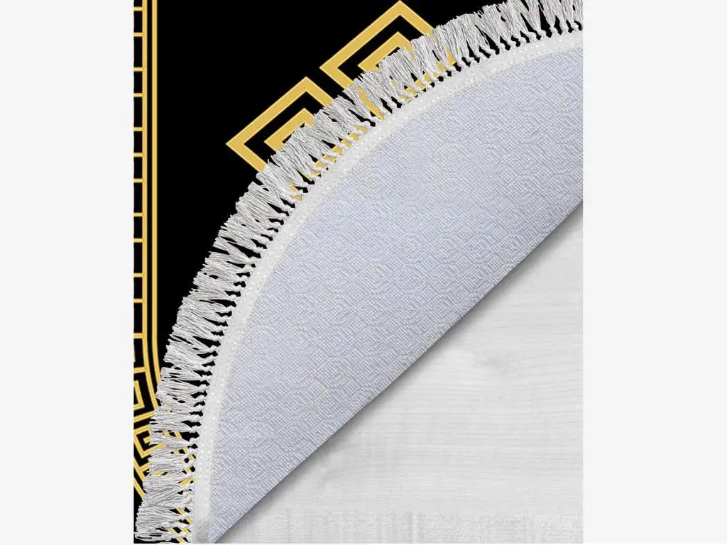 

Oval Fringed 2'li Bath Mat Team Sign Black Gold