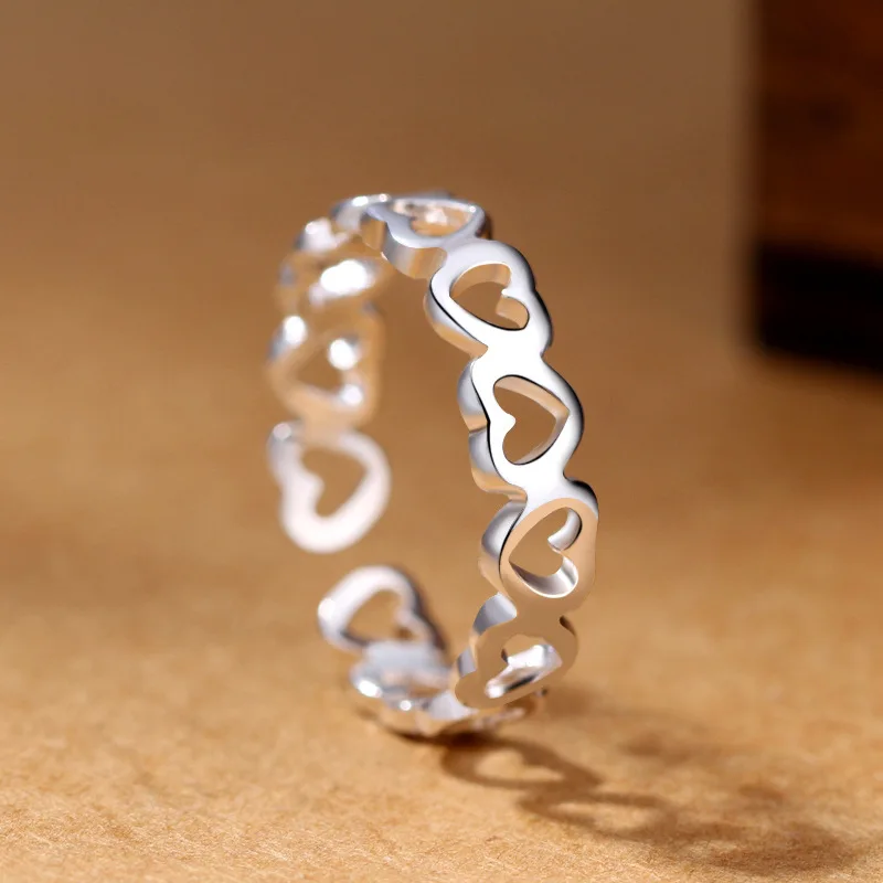 925 пробы Серебряное пустое сердце Открытые Кольца Jewelry anillo de plata anello|ring tragus|ring