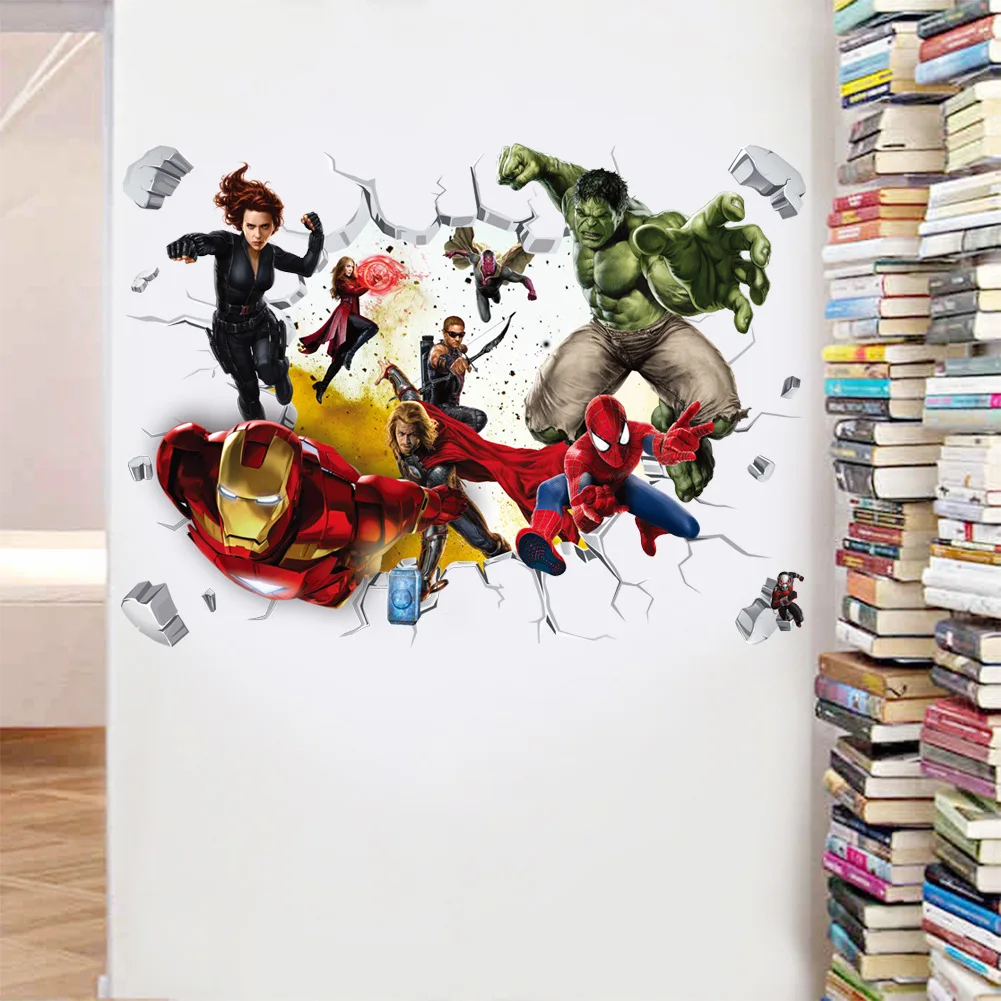 Disney с героями комиксов Марвел поврежденная стена декоративные съемные настенные