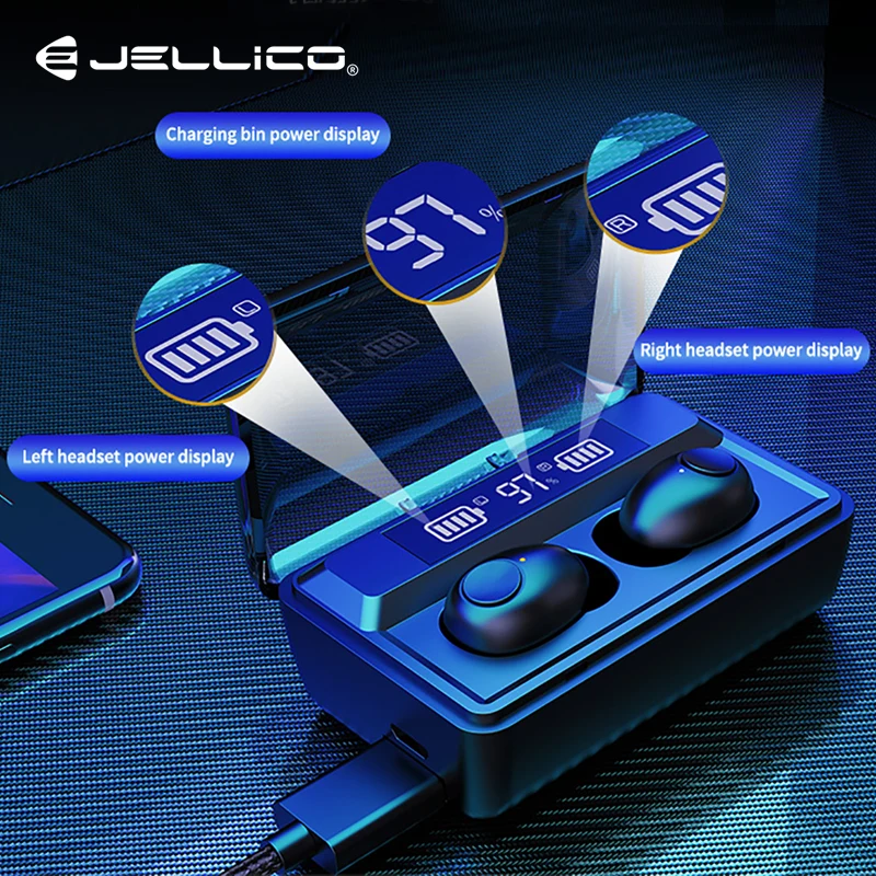 Jellico TWS наушники Bluetooth 9D стерео беспроводные гарнитура с светодиодный дисплей