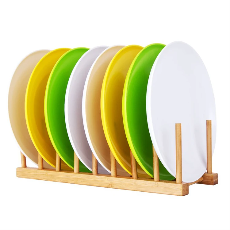 

Bamboo Dish Drying Rack Plate Bowl Coffee Cup Pot Lid Cutting Board Drainer Storage Holder Organizer Kitchen Cabinet