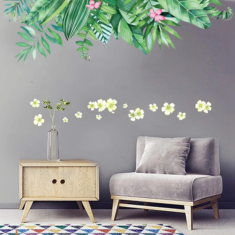 

2Pcs Green Plant Flowers Wall Decal,Removable Fresh Leaf Green Plants Wall Stickers,DIY Wall Murals for Home Decoration