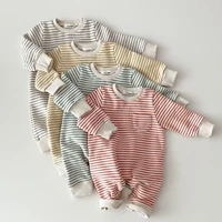 2021 spring new baby striped romper boys girls simple striped casual jumpsuit winter infant fleece warm clothes