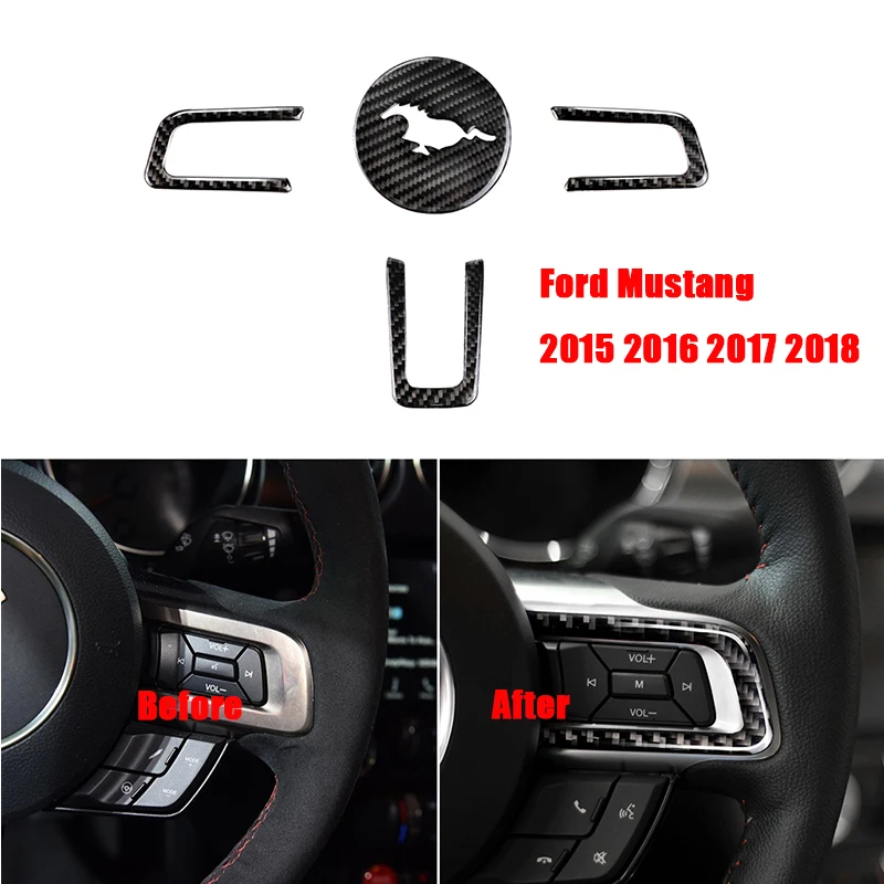 

Carbon Fiber Steering Wheel Emblem for Ford Mustang Car Stickers Car-Styling 2015 2016 2017 2018 Auto Accessories