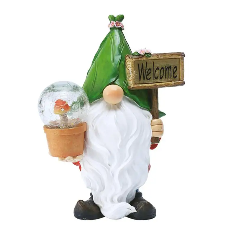 

1Pc Christmas Dwarf Adornment Luminous Gnome Resin Ornament Garden Decoration