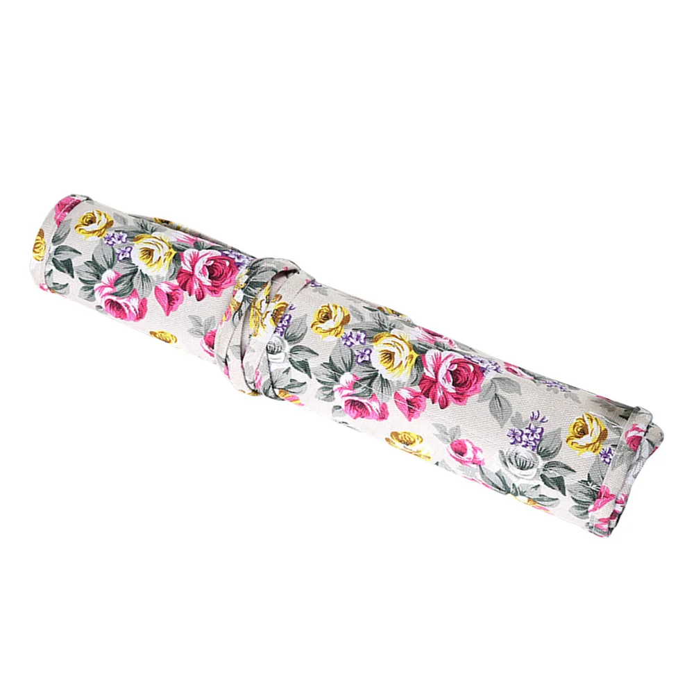 

22 Slots Printing Paint Brush Holder Durable Canvas Holder Rollup for Artist Watercolor Oil Paint Brush Tools Pens Pencils