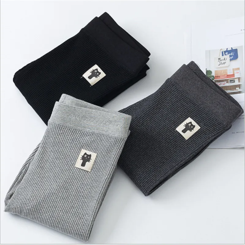 2019 теплые леггинсы узкие брюки Для женщин котом и для девочек весенние хлопковые