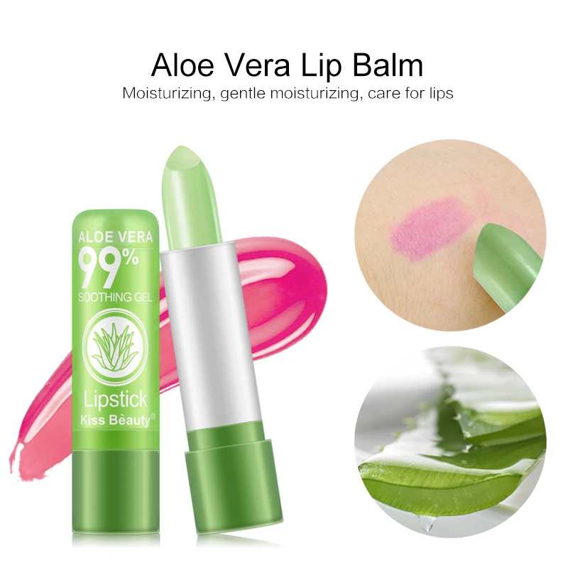 

Aloe Vera Color Changing Lip Balm Not Easy To Fade Lipstick Moisturizing Long Lasting Makeup Cosmetics Maquillaje TSLM1
