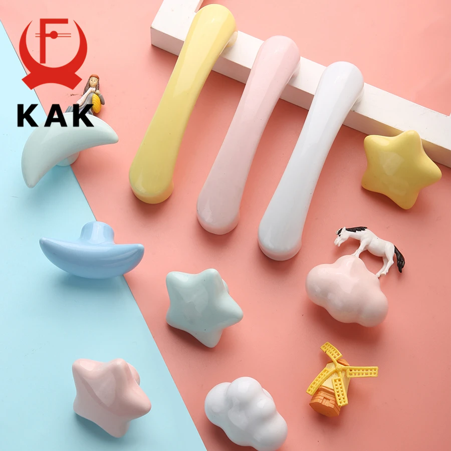 Керамические Мультяшные ручки KAK для мебели детской комнаты ящиков шкафов