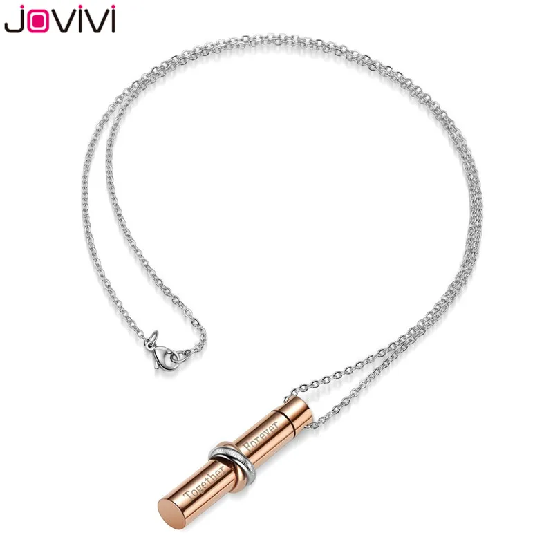 JOVIVI нержавеющая сталь цилиндр вместе вечная памятная урна кулон ожерелье для