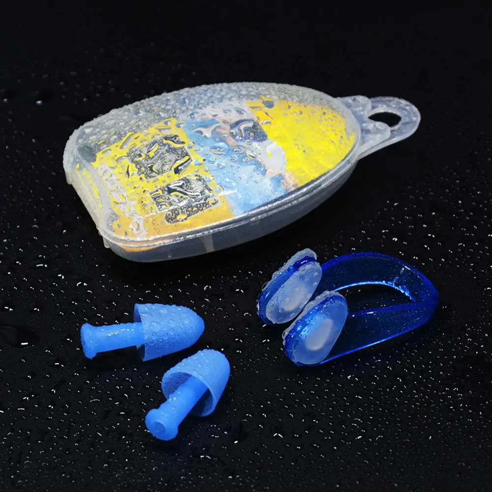 

Swimming Nose Clip Ear Plugs Set With Case Silicone Earplugs For Men Women And Child