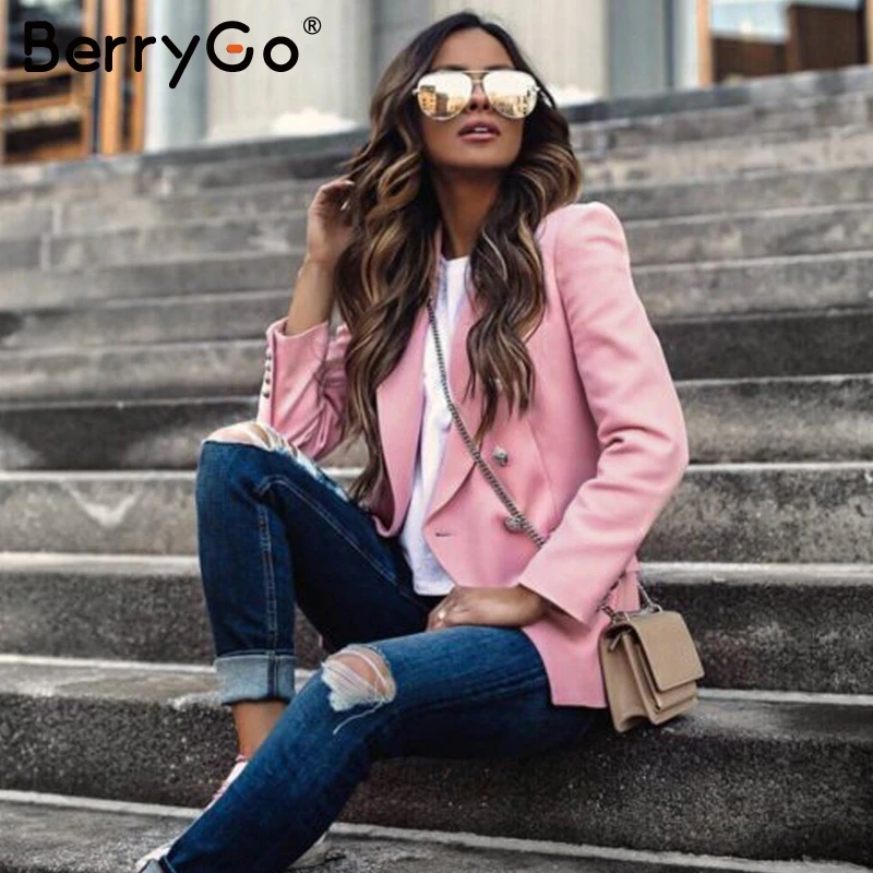 BerryGo Elegant buttons women blazers Casual long sleeve autumn winter female blazer jackets Office ladies coats street | Женская одежда