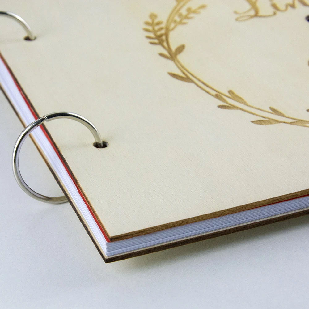 Оригинальная свадебная книга деревянная с гравировкой свадебный альбом а4 для