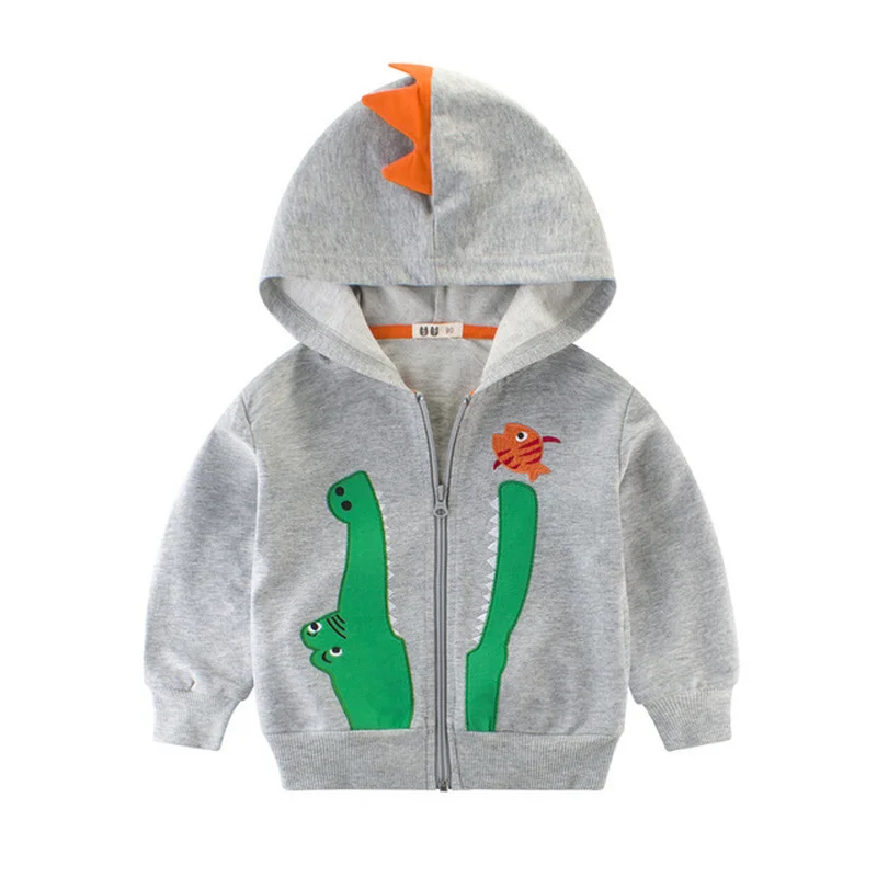 

2021 New Sweatshirts Autumn Boys Girls Jackets Cartoon Hoodies Outerwear Fashion Causal Cotton Coats 1-8 Year Dinosaur Crocodile