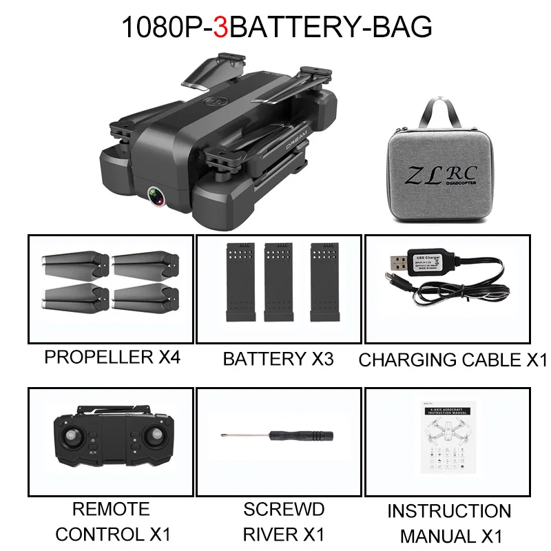 1080P 3B Bag SG706 Квадрокоптер Дрон 4K 1080P двойная камера WiFi FPV оптический поток Профессиональный радиоуправляемый Дрон складной Квадрокоптер игрушки - Цвет: 1080P 3B Bag