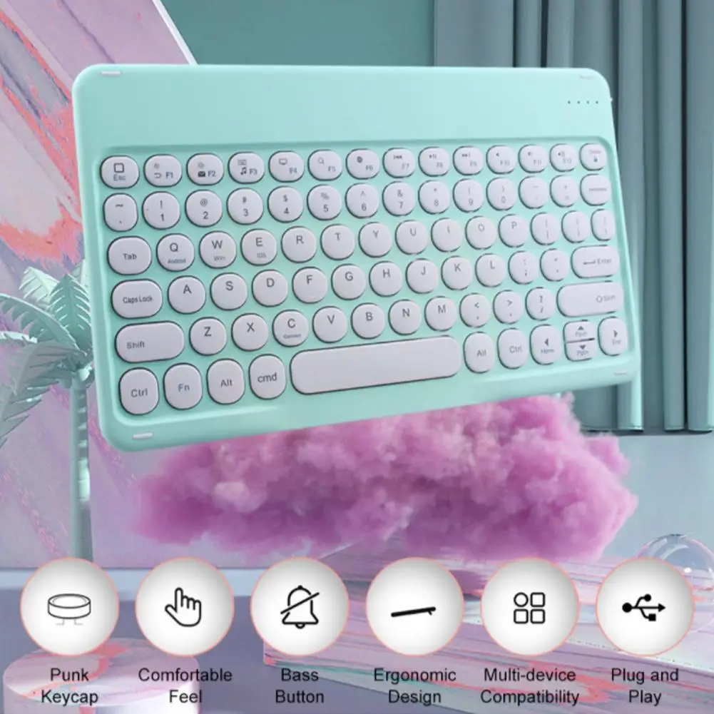 

Pink Round Cap Keyboard For Tablet 5 Bluetooth Keyboard Protective Cover 5pro Keyboard P11 Leather Cases T2r7