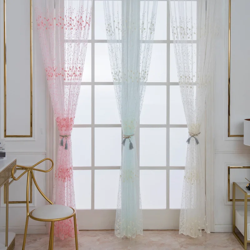 Тюлевые прозрачные шторы с цветочной вышивкой оконные занавески для дома