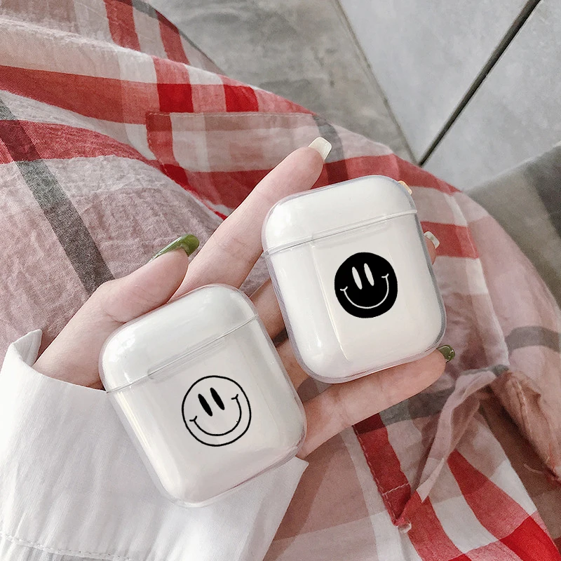 Прозрачные чехлы для наушников Smile Lines мягкие силиконовые защитные Airpods 1/2 футляр