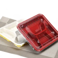 disposable take out containers 4 grid plastic pp lunch box fast food packing storage container with lids sn634