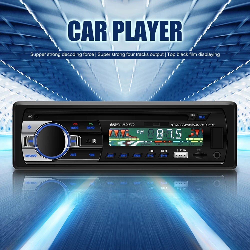 Автомобильный медиаплеер с ЖК-дисплеем 12 В 4*60 Вт Bluetooth FM-радио Aux автомобильное