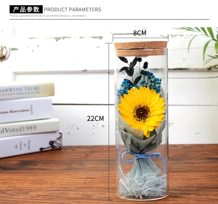 

Gift for Mother Eternal Rose Carnation Sunflower With Light Artificial Flowers in Box Valentines's Day Birthday Gift