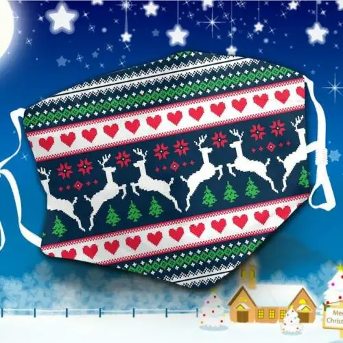 

Merry Christmas Ugly Christmas Sweater Christmas Face Mask Washable Reusable