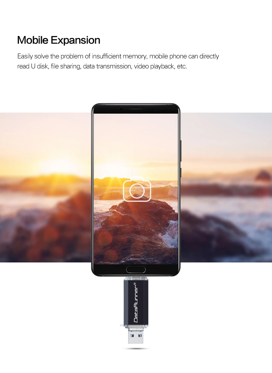 Флеш-накопитель DataRunner OTG USB 3 в 1 USB3.0& type-C& Micro USB флеш-накопитель 32 Гб 64 Гб 128 ГБ 256 ГБ Флешка флеш-накопитель