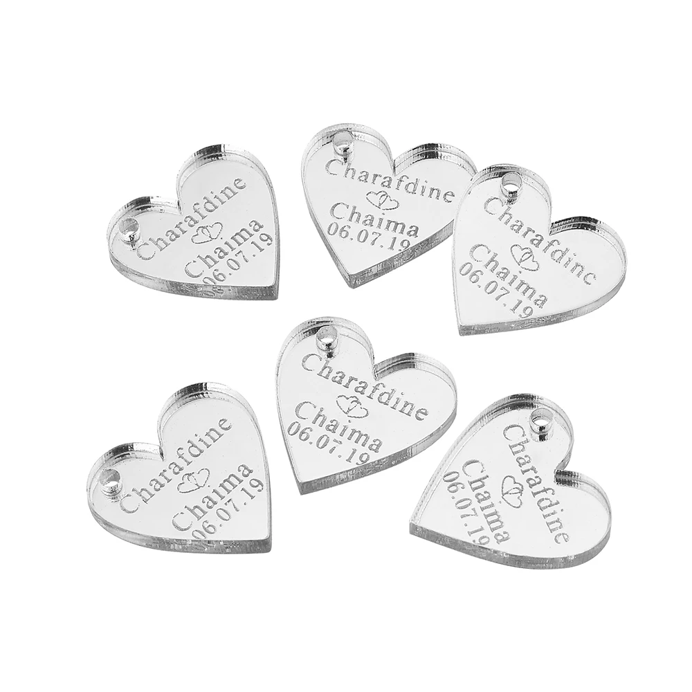 100 шт. персонализированные фотообои серебряные сердечки любовь свадебный стол